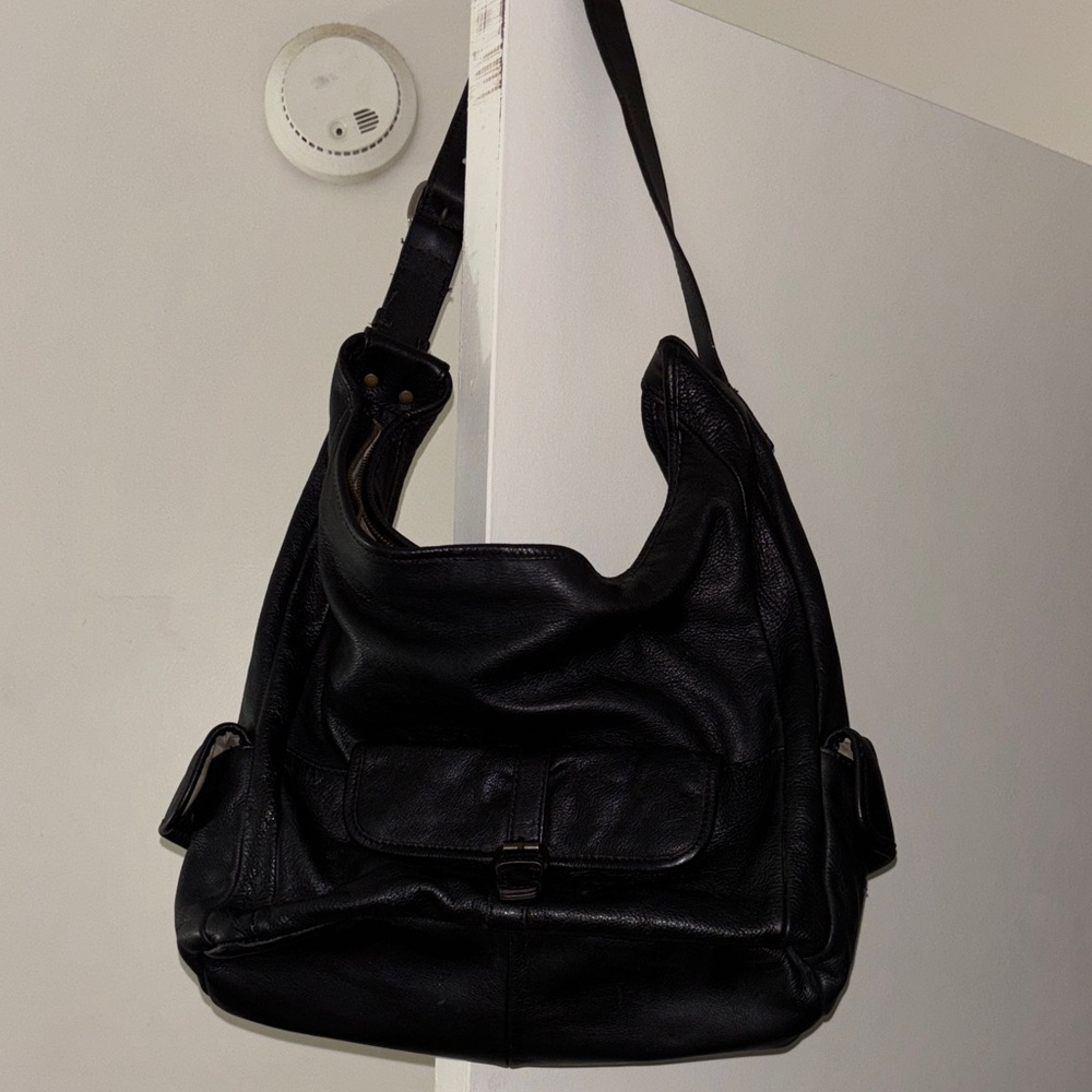Cynthia Rowley Black Leather Hobo Shoulder Bag